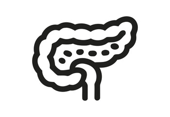 Stylized black and white icon representing the human pancreas organ