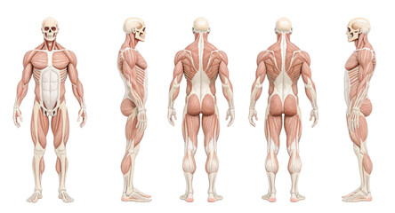 3D Anatomical Model of Human Muscles and Skeleton from Multiple Angles