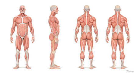 Detailed Illustration of Human Anatomy Showcasing Muscular and Skeletal