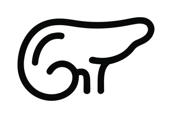 Stylized black outline of a human liver on a white background