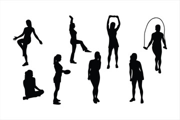 Yoga Poses Silhouettes - Women Practicing Yoga & Pilates Vector Set
