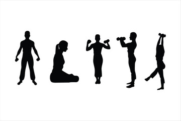 Yoga Poses Silhouettes - Women Practicing Yoga & Pilates Vector Set