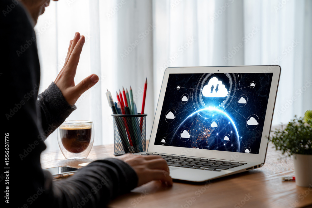 Poster cloud computing software for modish remote work and personal data storage
