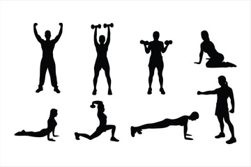 Yoga Poses Silhouettes - Women Practicing Yoga & Pilates Vector Set