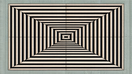 Geometric pattern of receding squares and lines. Intricate optical illusion.
