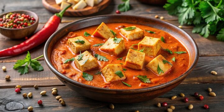 Creamy paneer in a rich tomato-based sauce with spices and herbs, panner, creamy sauce, panner