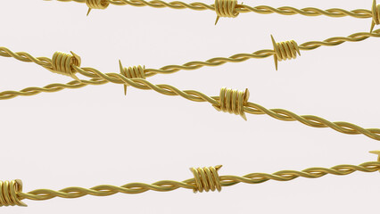 The Gold  barbed wire for war concept  3d Rendering.