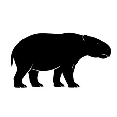 Obraz premium Bold Black Silhouette of Coryphodon Against White Background