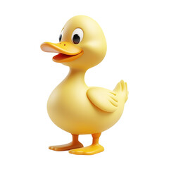 Cheerful cartoon duck illustration isolated on transparent background.