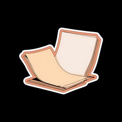 Done is Better Than Perfect—messy yet finished paper next to blank ideal paper, with thick white sticker-style outline around the design, solid black background, high contrast, centered composition