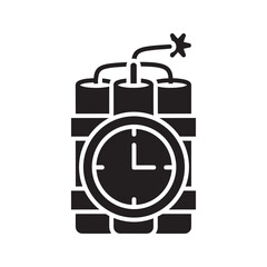 Obraz premium Dynamite time bomb explosive device with timer clock for detonation terrorism threat concept danger destruction weapon vector solid pictogram glyph icon
