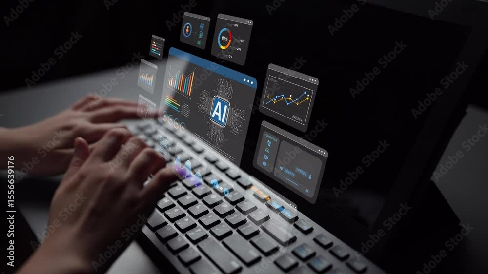Poster ai assistant brain processor with llm technology, big data, machine learning, generative ai for busi