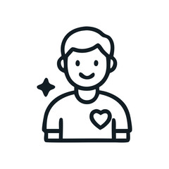 Happy boy with heart on shirt, symbolizing kindness and compassion.