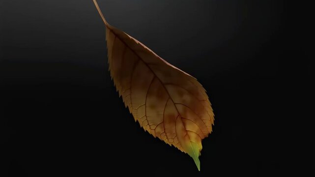 Green Leaf to Dead Leaf Timelapse on Black Background &ndash; Nature Decay Transformation Video in 4K