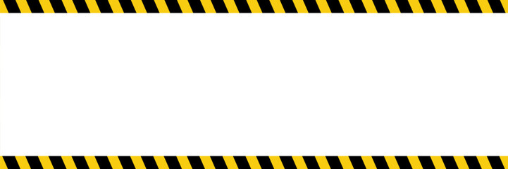 Warning tape with yellow and black diagonal stripes. Warn stop seamless line, vector illustration