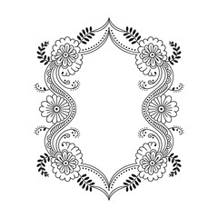 Ornate floral border design with swirling patterns isolated on white background