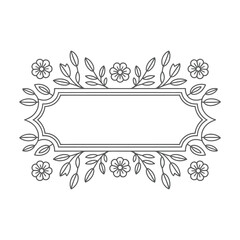 Ornate floral decorative border with blank space for text isolated on white background