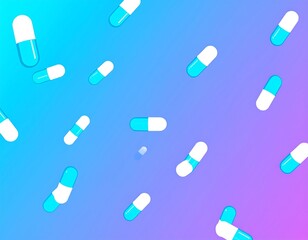 Floating pills on a gradient background
