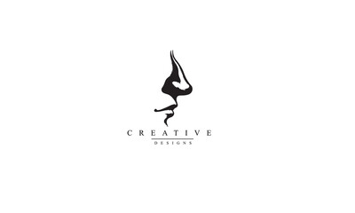 Human nose logo illustration black vector white background 