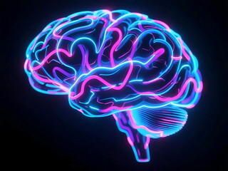 Glowing AI digital brain with neural network visualization