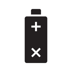 Obraz premium Battery charge level solid glyph icon with plus and minus for power indicator electronics device and energy status display symbol vector