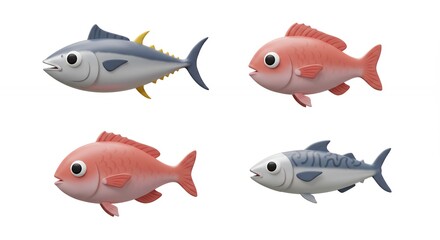 Fototapeta premium Four fish variety illustrations