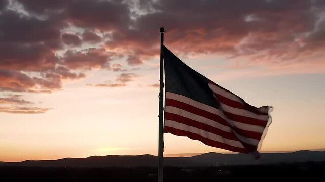 Celebrating American Independence Day A Majestic Sunset View of the Federal State Flag