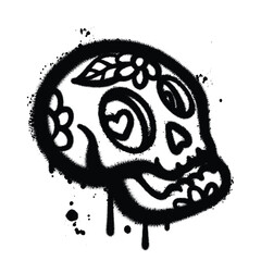 Graffiti Spray skull on isolated white background