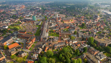 Aerial view of the old town of the city Winschoten in the Netherlands on a sunny day in summer	
