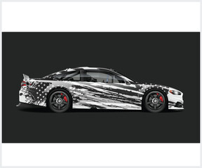 Patriotic Car Wrap Design with Grunge Style sports