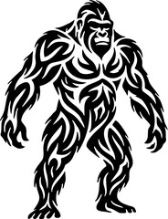 tribal gorilla vector illustration, isolated on white