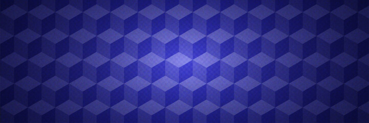Blue Geometric Pattern With 3d Cube. Abstract Vector Background.  Optical Illusion Design With Blue Cube Texture. Graphic Bg With Tile And Geometry Block. Rectangle Shape Wallpaper. Mosaic Hexagon.