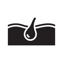 Obraz premium Hair follicle nourishment with oil serum drop for scalp treatment hair growth hydration beauty care cosmetic product vector solid glyph icon