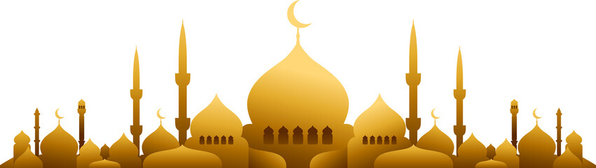 Elegance of Golden Mosque with Minarets for Holy Month