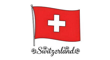 Obraz premium Clean and Detailed Flag of Switzerland Coloring Page