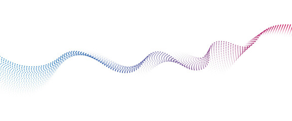 Abstract flowing wave made of a halftone dot pattern. Dynamic data wave technology background with a halftone particle effect	
