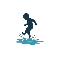 Obraz premium A playful boy splashing in a puddle