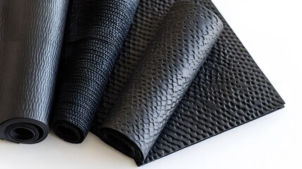 Black Textured Fabric Rolls, Material Samples, Design Texture