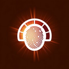 Fototapeta premium Your Effort Defines You — fingerprint icon inside effort meter, with thick white sticker-style outline around the design, solid black background, high contrast, centered composition