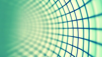 Abstract Perspective: Blue Grid on Green Gradient, Blurred Depth of Field