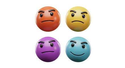 Naklejka premium Four emotion faces digital graphic design