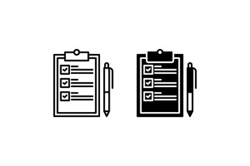 Clipboard Icon Set. A black icon of a clipboard, representing organization.