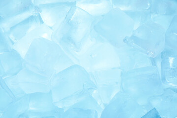 Cubes of clear ice as background, closeup