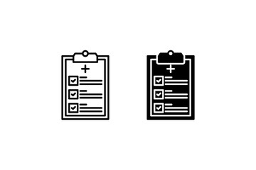Medical Checkup Icon Set. A black icon of a medical checkup, representing health assessment.