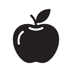 Solid glyph vector icon of a fresh apple fruit for healthy eating and diet representing organic harvest food and natural vitamin nutrition