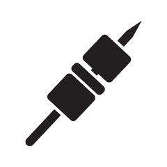 Solid glyph vector icon of a shish kebab skewer with meat and vegetable representing a grilled barbecue food for a delicious outdoor meal
