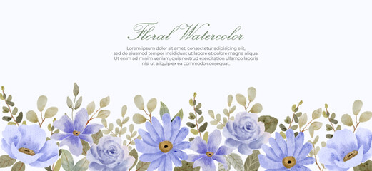 soft blue floral watercolor border