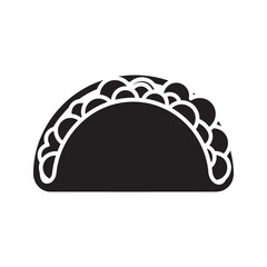 Solid glyph vector icon of a delicious taco for a fast food meal representing traditional Mexican cuisine and a spicy tortilla shell snack