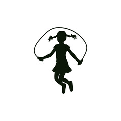 Girl with pigtails jumping rope