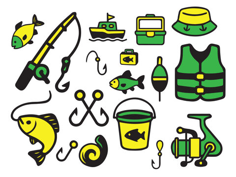 set of fish and fishing.